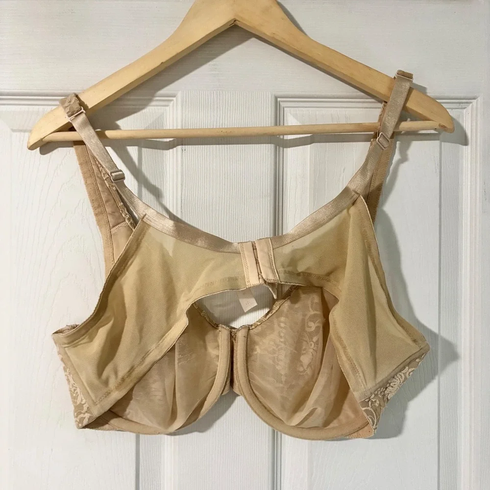 Cacique Lace Full Coverage Bra Tan Beige 42C Underwire Support‎ minimizer